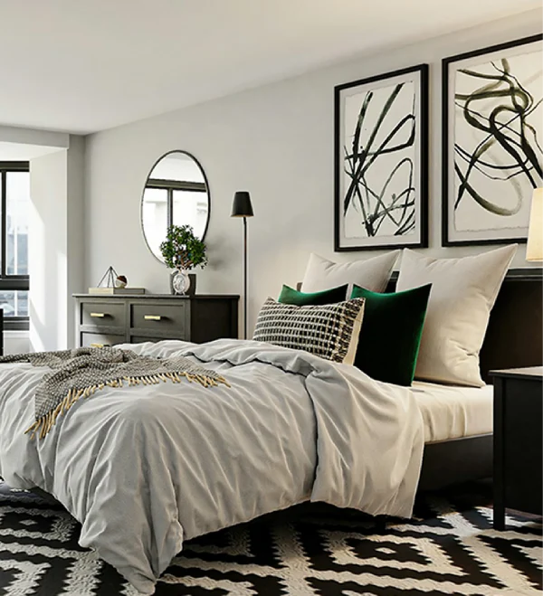 Chambre d'un appartement parisienne en location moyenne durée